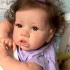 12'' Little Sylvie With Brown Hair And Eyes Reborn Baby Doll Girl, Handmade Huggable Baby Doll Toy
