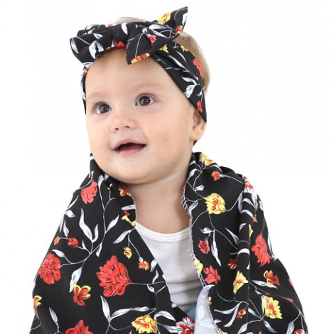 Adorable baby Swaddle Blanket And Headband Set
