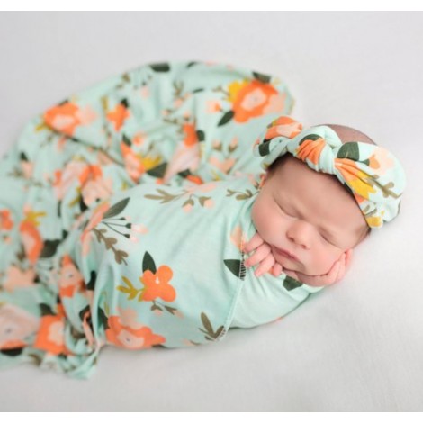 Adorable baby Swaddle Blanket And Headband Set
