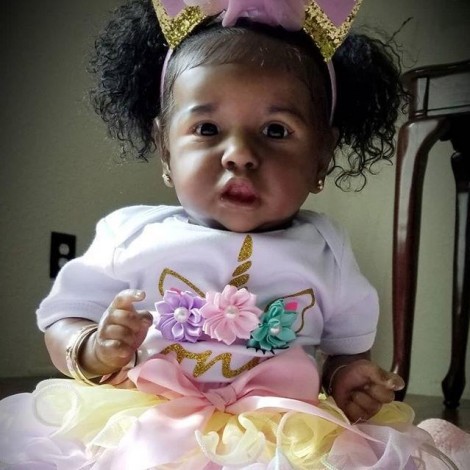 12'' Realistic Black Reborn Saskia Baby Toddler Doll Girl Linda Toy