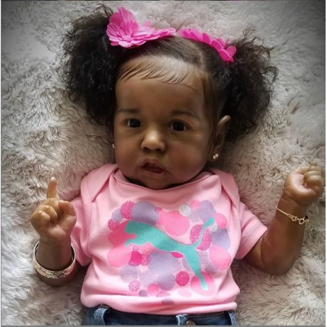 12'' So Real African American Reborn Saskia Baby Doll Girl Jean Toy