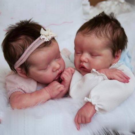 17" Sweet Sleeping Dreams Reborn Twins Sister Maren and Monica Truly Baby Doll Girl, Birthday Gift