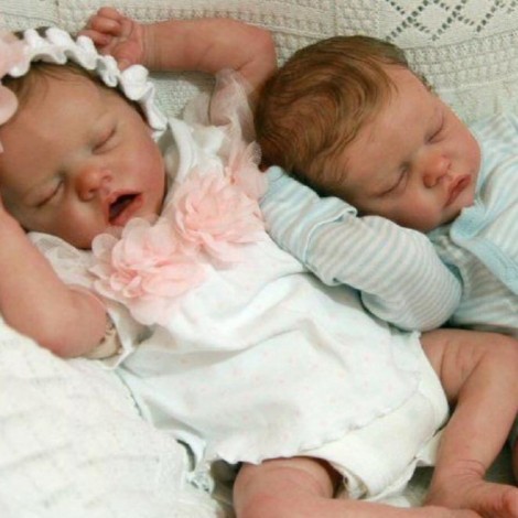 [Christmas Sale]17" Reborn Twins Baby Girl Dolls Molly and Midina