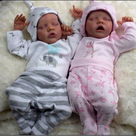 17'' Lifelike Realistic Twins Sister Renata and Jayleen Reborn Baby Doll Girl Toy