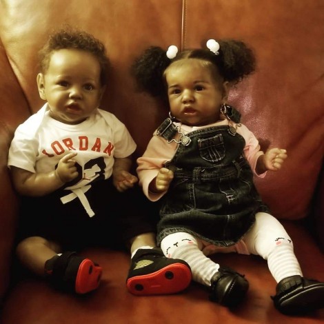 22'' Twin Sister Irma and Barbara Reborn Baby Doll Girl Toy