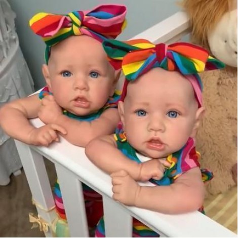 12'' Twin Sisters Veda and Sariah Turly Reborn Baby Dolls Girls